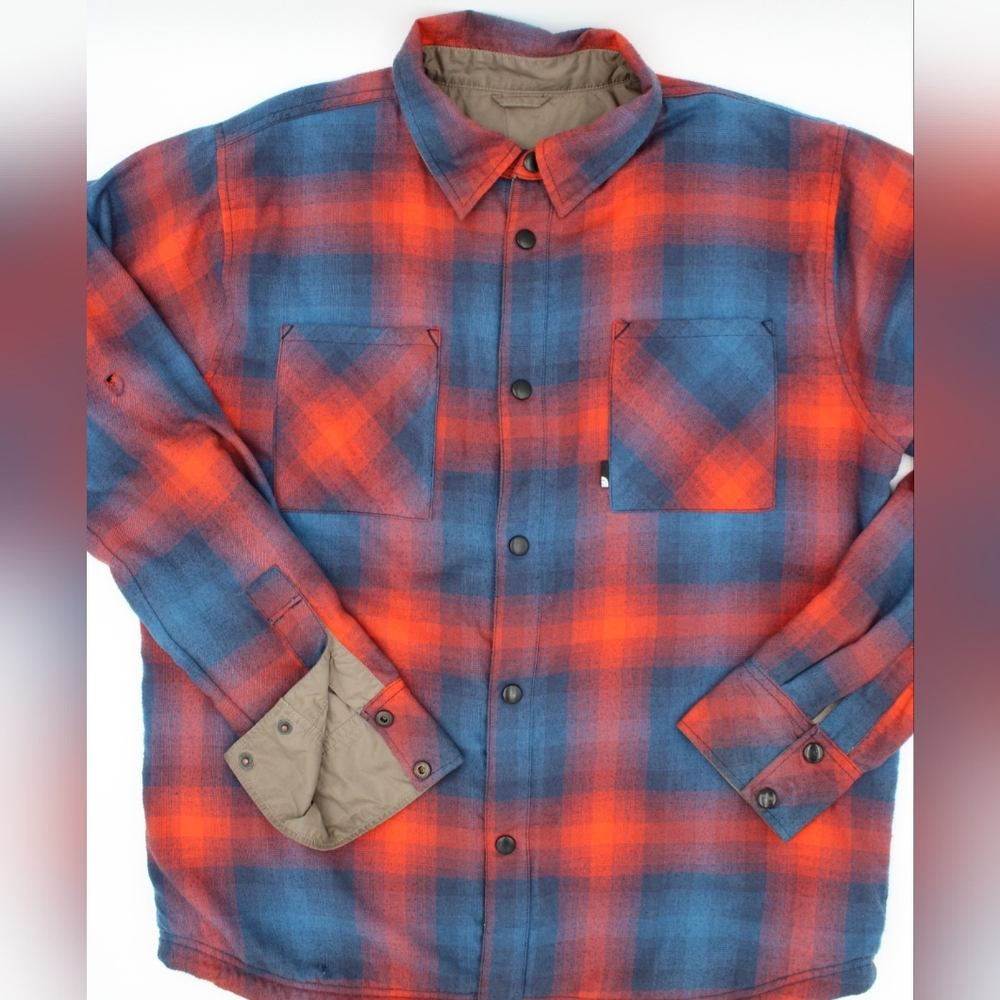 Men’s North Face Reversible Jacket – Size M – Tan/Red Plaid - Picture 2 of 11